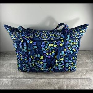 Vera Bradley Floral Flower Print Shoulder Purse Beach Blue Tote Yoga Bag Shopper
